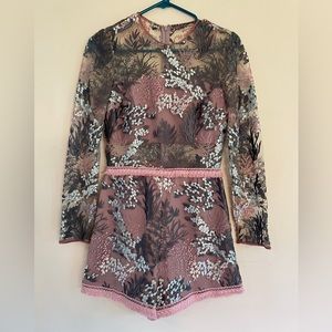 ALEXIS Ariel embroidered floral romper. Long sleeve. Size Small
